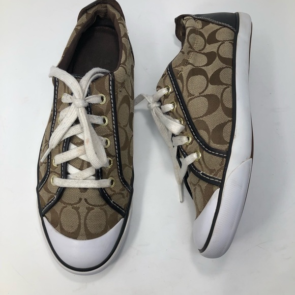 Coach Shoes - Coach Barrett Signature Leather & Canvas Sneakers